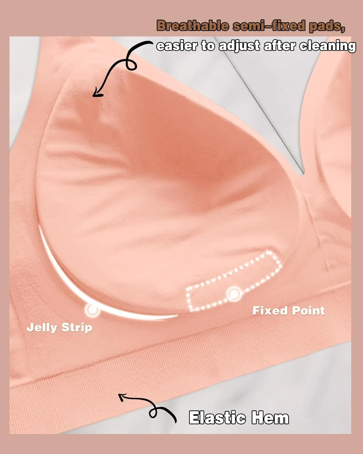 WOWENY Deep V Bras for Women No Underwire Smooth Wireless Bralettes Comfort Seamless Plunge Bra with Support