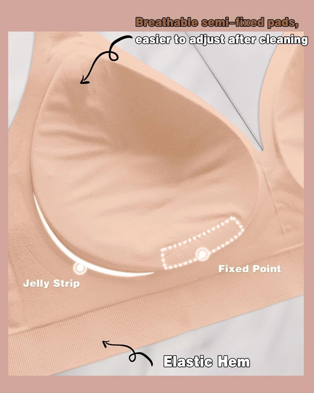 WOWENY Deep V Bras for Women No Underwire Smooth Wireless Bralettes Comfort Seamless Plunge Bra with Support