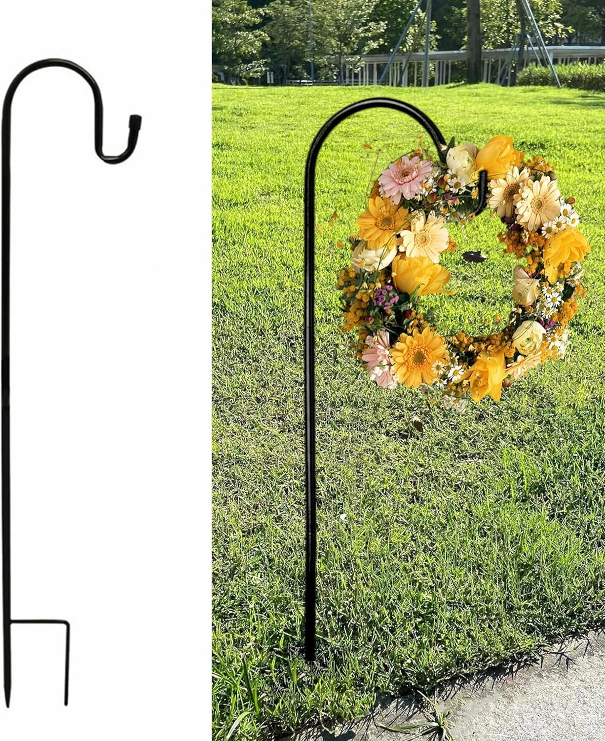 Wreath Stand for Cemetery In Ground, Christmas Wreath Hanger for Display Funeral, Heavy Duty Grave Marker Garland Hook for Memorial Gravestone (1 Pcs)