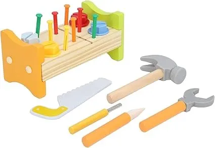 Wudly -Wooden Tool Bench -Small 1 Set | Educational Toy | Construction Bench Toy | 3  Years Kids | Child Safe Certified