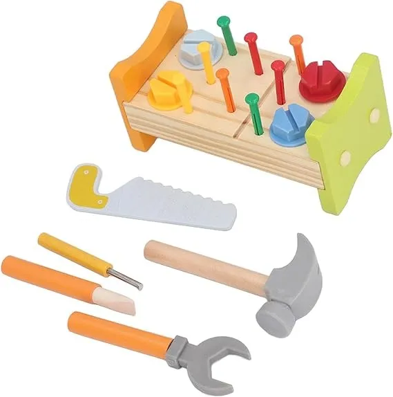 Wudly -Wooden Tool Bench -Small 1 Set | Educational Toy | Construction Bench Toy | 3  Years Kids | Child Safe Certified