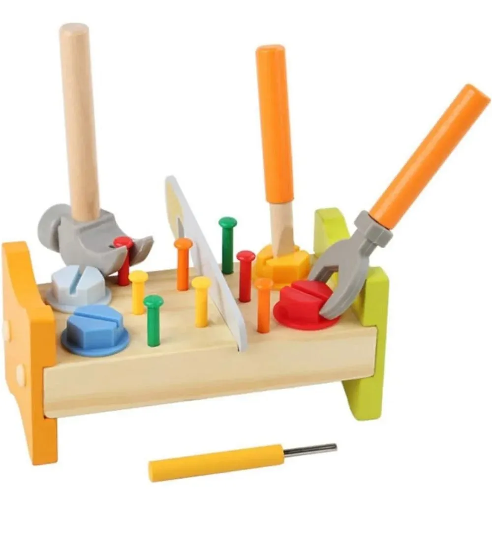 Wudly -Wooden Tool Bench -Small 1 Set | Educational Toy | Construction Bench Toy | 3  Years Kids | Child Safe Certified