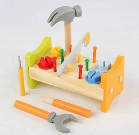 Wudly -Wooden Tool Bench -Small 1 Set | Educational Toy | Construction Bench Toy | 3  Years Kids | Child Safe Certified