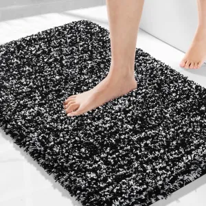Yimobra Bath Rugs for Bathroom 32x20, Ultra Soft and Water Absorbent Bath Mats, Non Slip Plush Shower Rugs, Microfiber Thick Matts for Bathroom Floor/Tub, Machine Washable, 32"x 20", Black and White