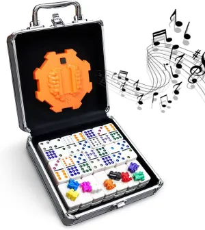 Yinlo Mexican Train Dominoes Set, Hub with Real Train Sound, Double 12 Colored Dot