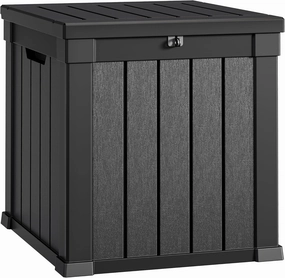 YITAHOME Deck Box, 51 Gallon Weather Resistant Outdoor Storage Container for Patio Cushions, Pool Supplies, Garden Tools, Lockable Lid and Side Handles, Black
