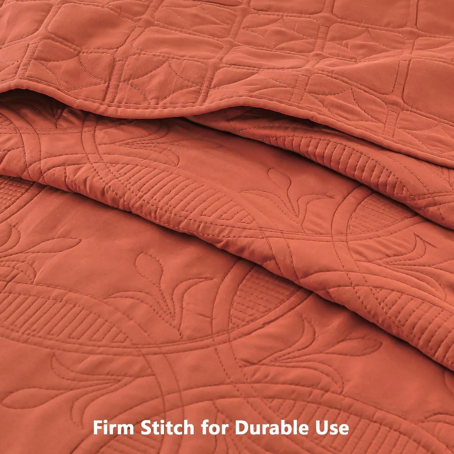 Yogeneg King/Cal King Size Quilt Bedding Set,3Piece Brunt Orange Quilt Set with Pillow Shams,Geometric Coin Pattern Summer Bedspread Coverlet,Lightweight Soft Bed Cover,All Season(Brunt Orange,King)