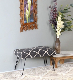 Yoho Metal Bench In Cotton Black Colour