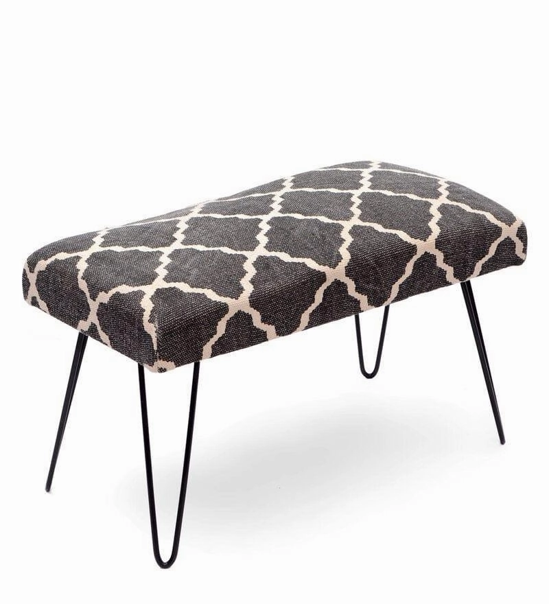 Yoho Metal Bench In Cotton Black Colour