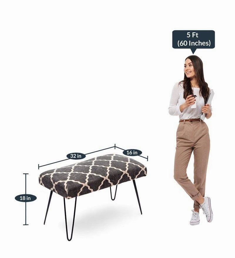 Yoho Metal Bench In Cotton Black Colour