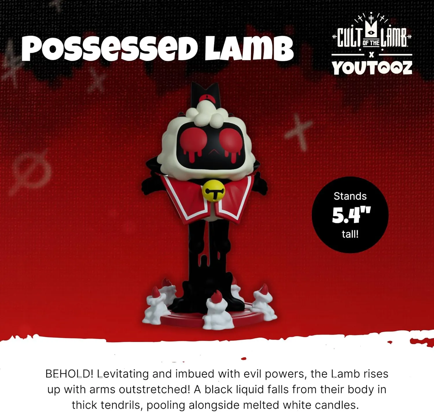 Youtooz Possessed Lamb 5.4" Vinyl Figure, Official Licensed Collectible from Cult of The Lamb Videogame, by Youtooz Cult of The Lamb Collection