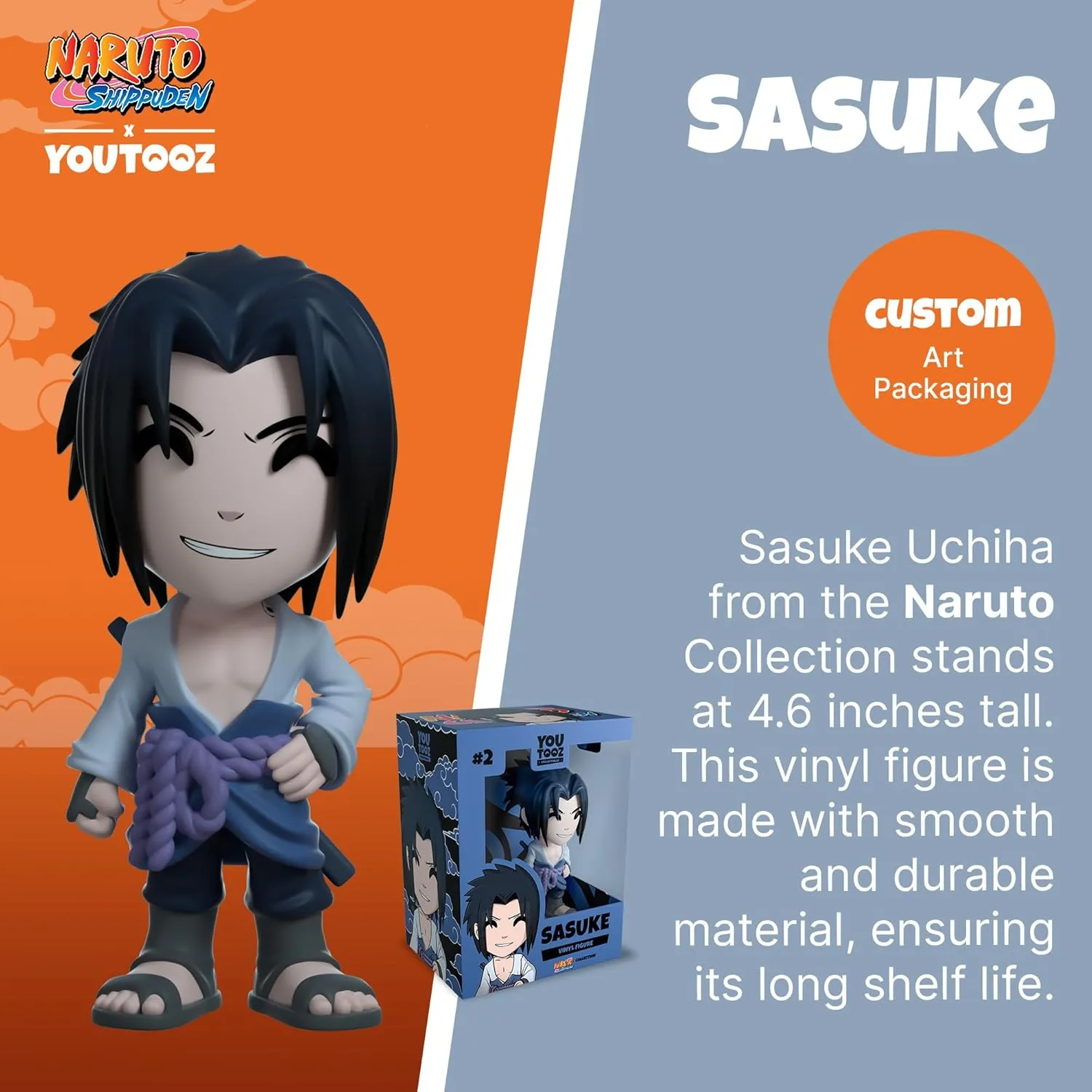 Youtooz Sasuke Anime Figure 4.6", Collectible Uchiha Sasuke Vinyl Figure from Naruto Anime Collection