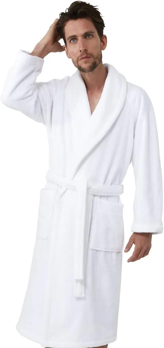 Yves Delorme Etoile Blanc Bath Robe - Extra Plush and Soft Luxury Bath Linens - 100% Natural and Organic - High Absorbency Turkish Towel