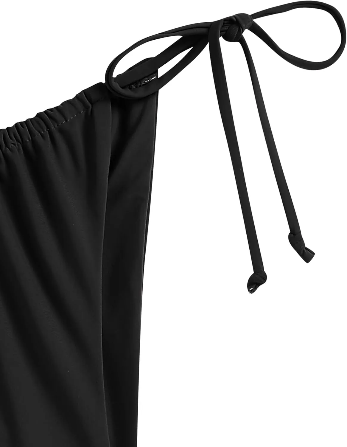 ZAFUL Women 2 Piece Strapless Bikini Swimsuits Ruffle Ribbed Self Tie Bandeau Bikini Set High Cut String Bathing Suits
