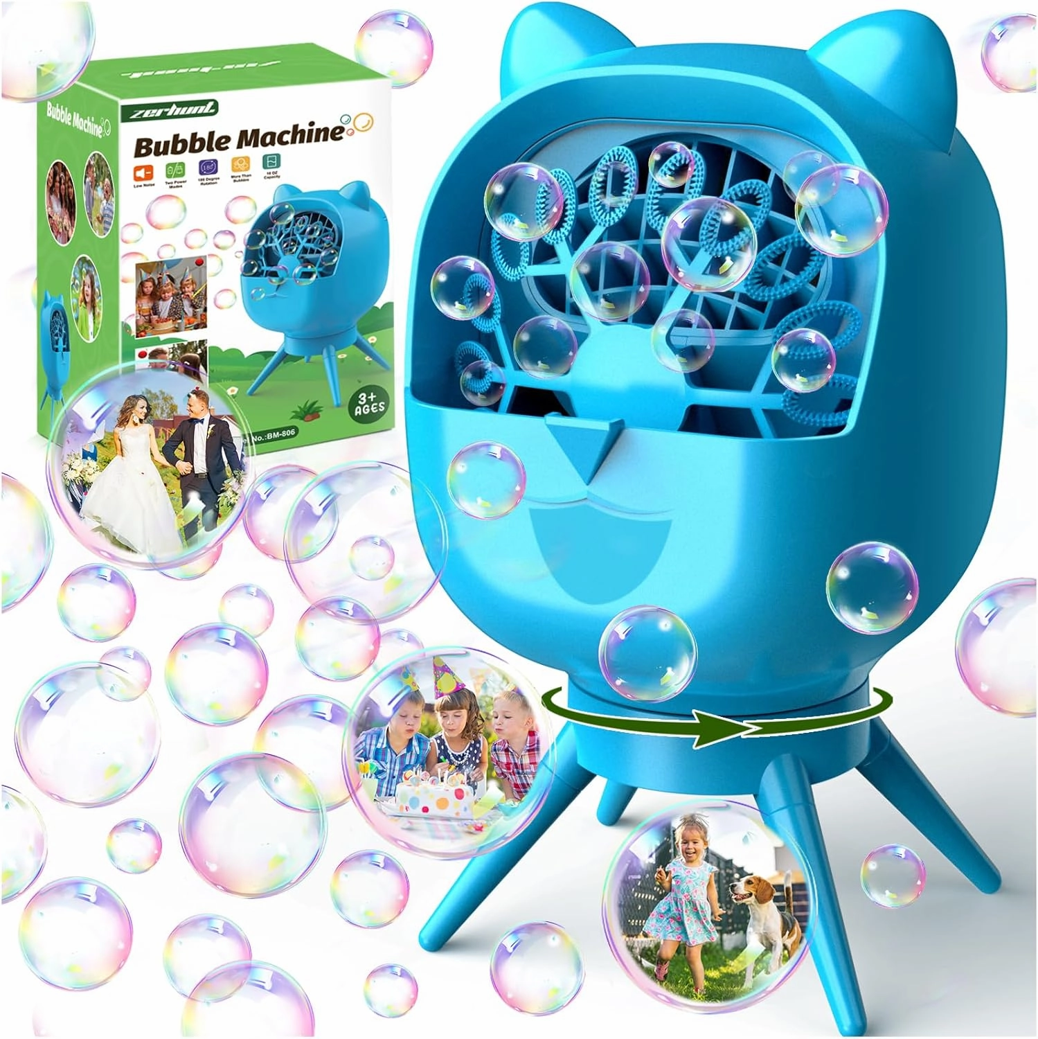 Zerhunt Bubble Machine Rechargeable Bubble Maker: 500ML Automatic High-Output Bubble Blower for Parties Weddings Birthdays & Outdoor Activities - Bubble Toys for Kids Toddlers & Family Entertainment