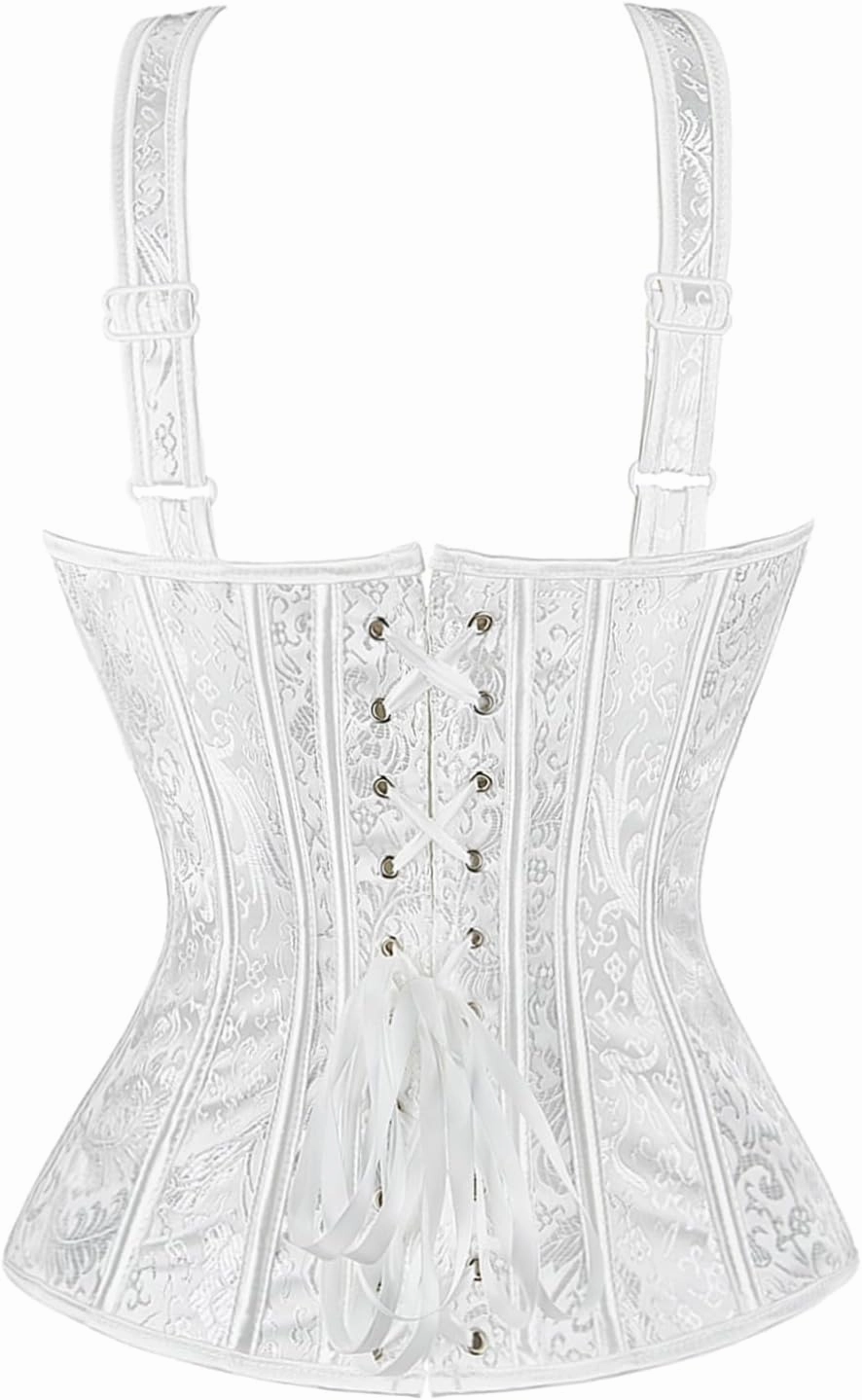 Zhitunemi Women's Gothic Jacquard Shoulder Straps Tank Overbust Corset Bustiers