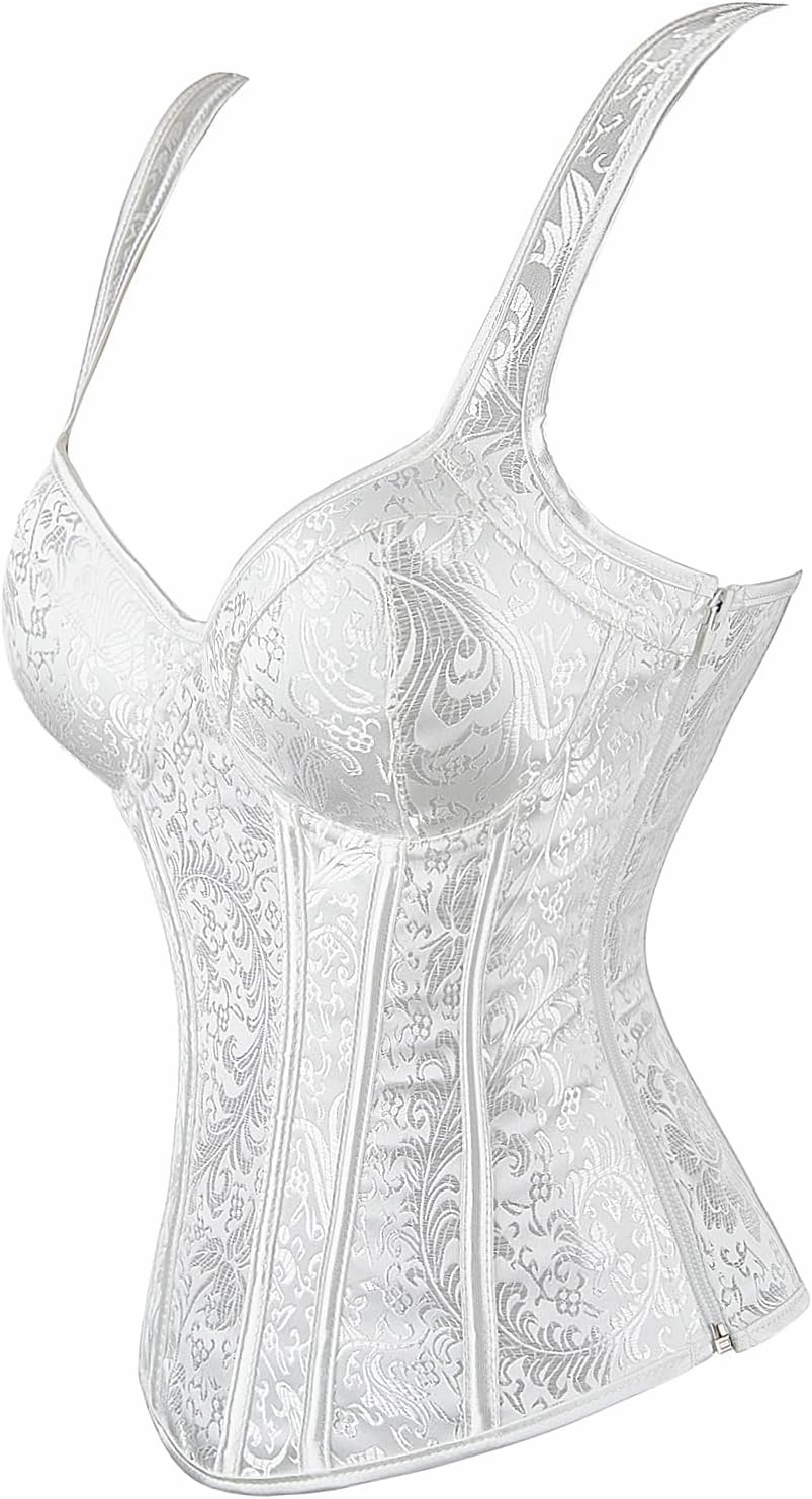 Zhitunemi Women's Gothic Jacquard Shoulder Straps Tank Overbust Corset Bustiers