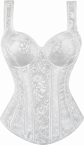 Zhitunemi Women's Gothic Jacquard Shoulder Straps Tank Overbust Corset Bustiers