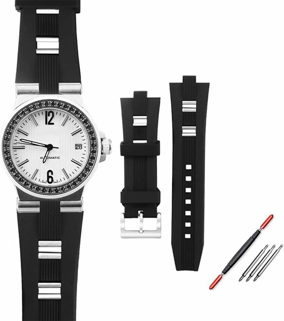 ZHUOLEI Black Silicone 26mm Rubber Watch Band Lug Width 9mm with Stainless Steel Buckle with Tool Replacement for Men's Watches