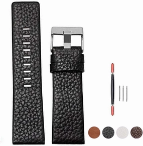ZHUOLEI Diesel Calfskin Leather Watch Band Litchi Pattern Strap with Tool 22mm 24mm 26mm 28mm 30mm Replacement for Men's Diesel Watches