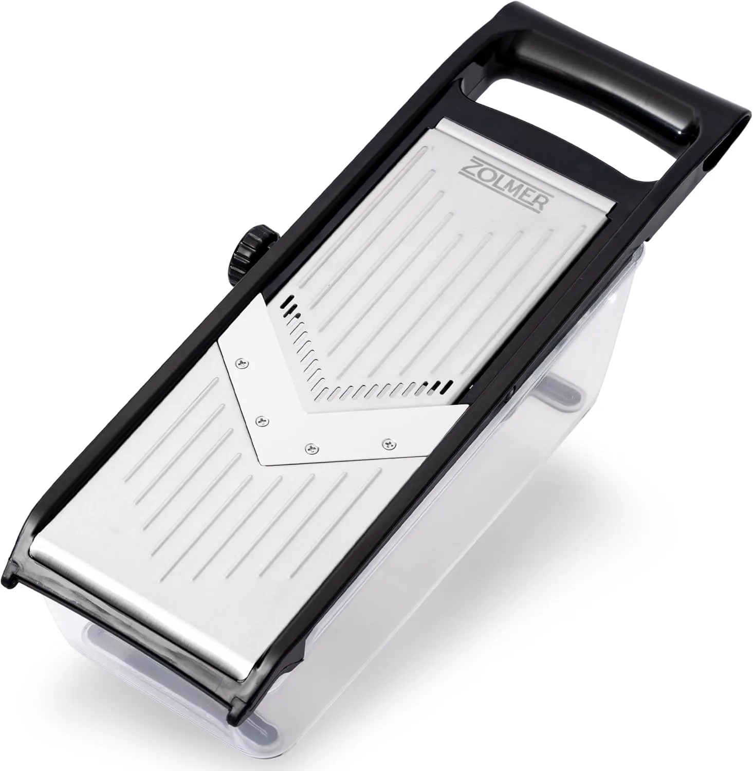 ZOLMER® Mandoline slicer for kitchen - Adjustable Vegetable Slicer with Two Extra-Sharp Julienne Blades - Veggie Slicer with Finger Guard and Collection Tray - Potato slicer, Cucumber Slicer and more
